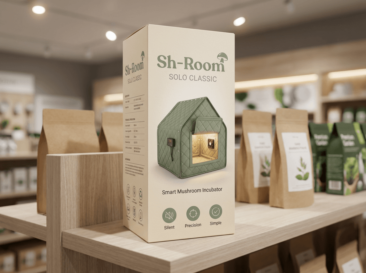 Sh-Room packaging on a retail shelf